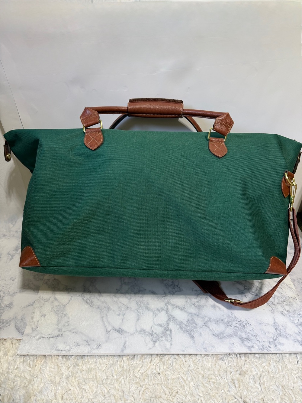 Vintage Ralph Lauren fragrance large green brown duffle travel crossbody bag - Picture 2 of 13